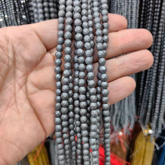 6 mm Fasetli Küre  Mat Hematit Doğal Taş