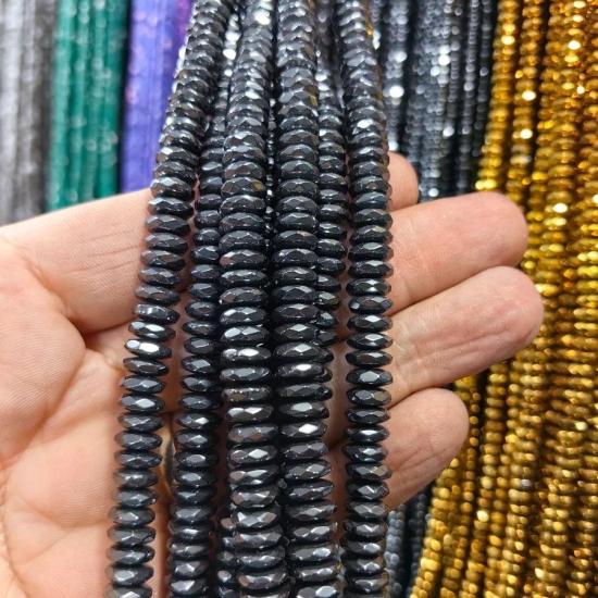 8 mm Füme Rondela Fasetli Hematit Doğal Taş