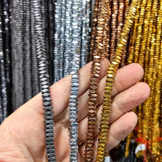 6 mm Kare Sarı Rondela Hematit Doğal Taş