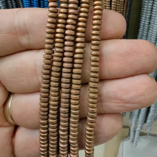 4 mm Mat Bakır Rondela  Hematit Doğal Taş