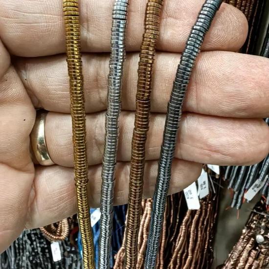 4 mm  Sarı Disk Rondela Hematit Doğal Taş