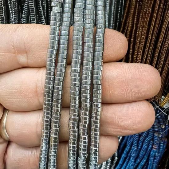 4 mm Gümüş Rengi Kalın Disk  Rondela Hematit Doğal Taş