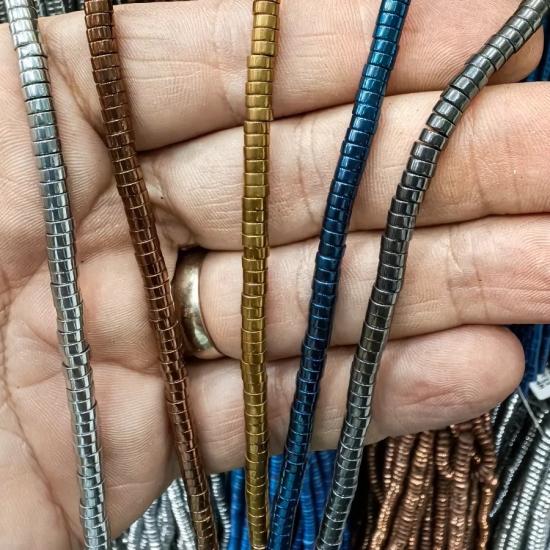 4 mm Gümüş Rengi Kalın Disk  Rondela Hematit Doğal Taş