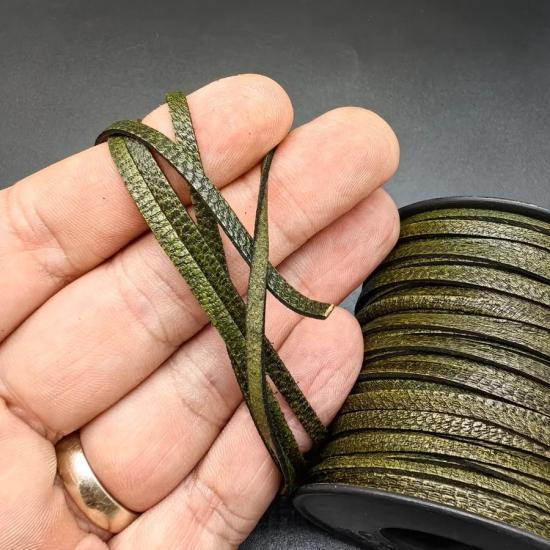3mm Yeşil Biye Hakiki Deri