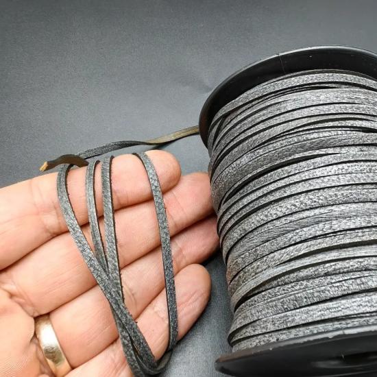3mm Koyu Gri Biye Hakiki Deri
