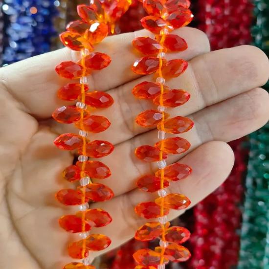 Turuncu Damla Kesim Kristal Boncuk