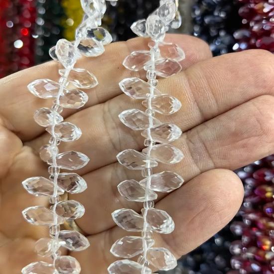 Saydam Beyaz Damla Kesim Kristal Boncuk