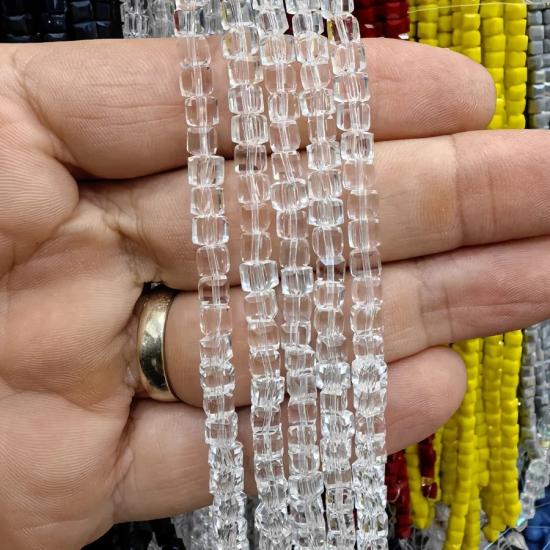 4mm Saydam Küp Kesim Kristal Boncuk