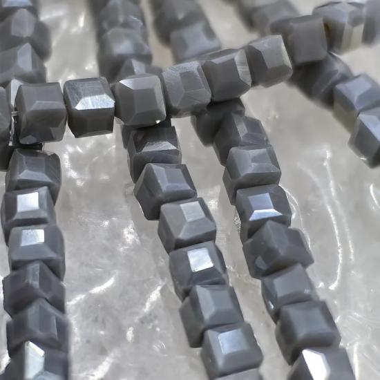4mm Gri Küp Kesim Kristal Boncuk
