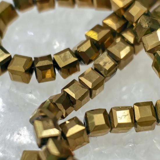 4mm Altın Sarı Küp Kesim Kristal Boncuk