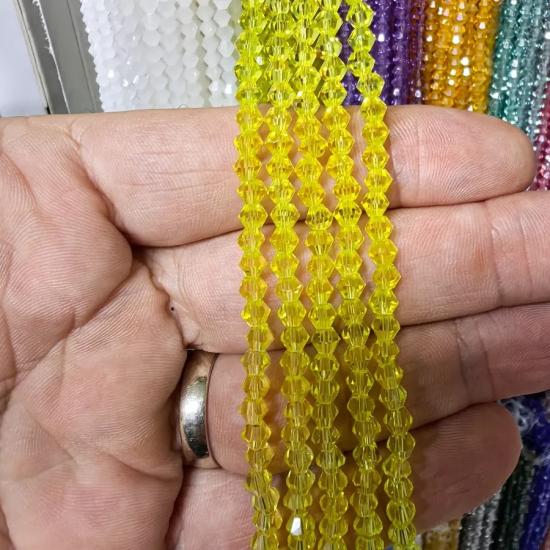 4mm Sarı Piramit Kesim Kristal Boncuk