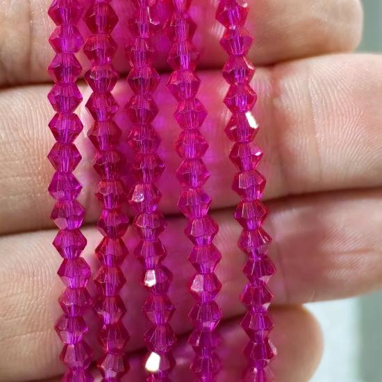 4mm Pembe Piramit Kesim Kristal Boncuk