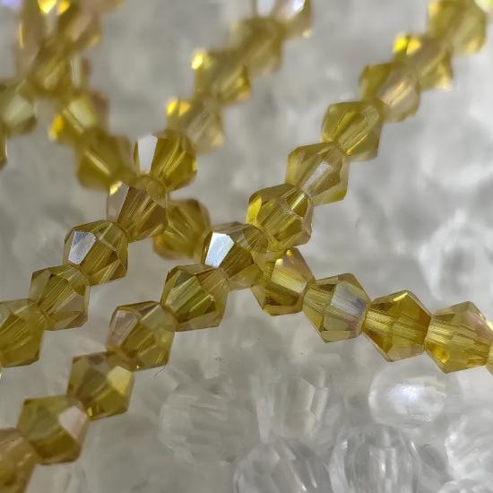 4mm Sarı Piramit Kesim Kristal Boncuk