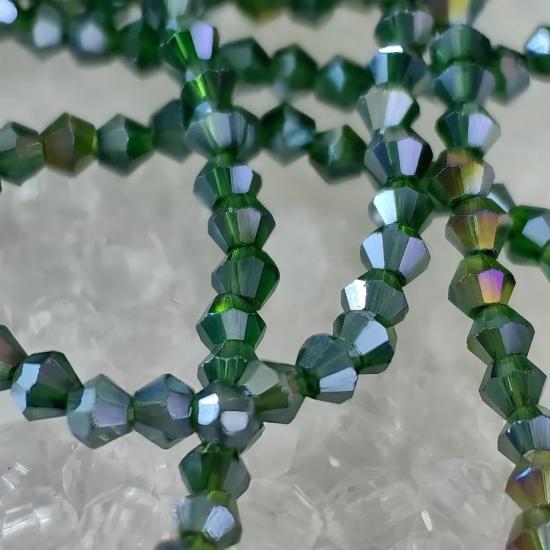 4mm Yeşil Piramit Kesim Kristal Boncuk