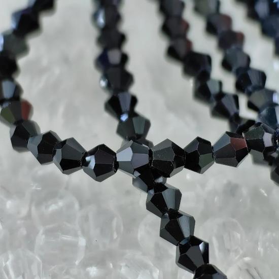 4mm Siyah Piramit Kesim Kristal Boncuk