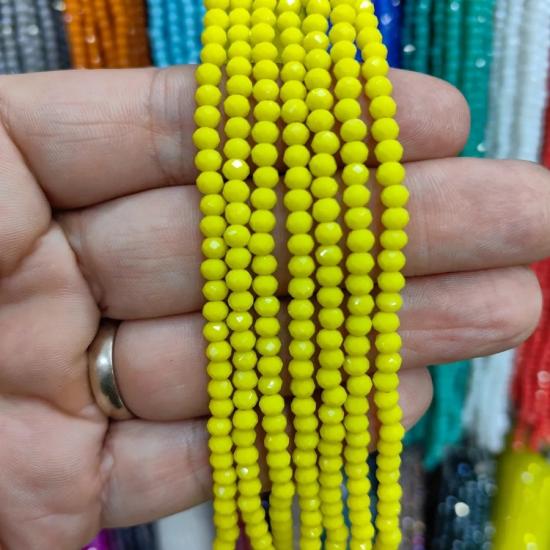 4 mm Sarı Oval Kesimli Çin Kristal Boncuk