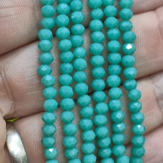 4 mm Turkuaz Oval Kesimli Çin Kristal Boncuk
