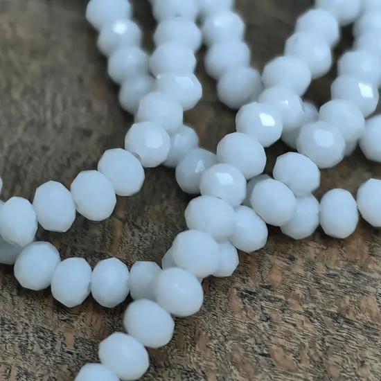 4 mm BeyazOval Kesimli Çin Kristal Boncuk