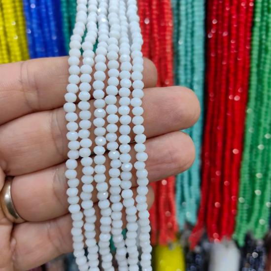 4 mm BeyazOval Kesimli Çin Kristal Boncuk