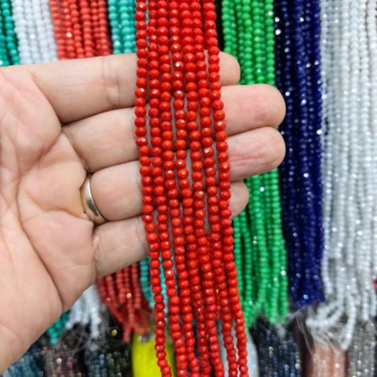 4 mm Kırmızı Oval Kesimli Çin Kristal Boncuk