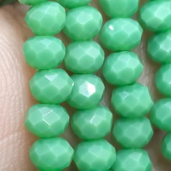 4 mm Yeşil Oval Kesimli Çin Kristal Boncuk