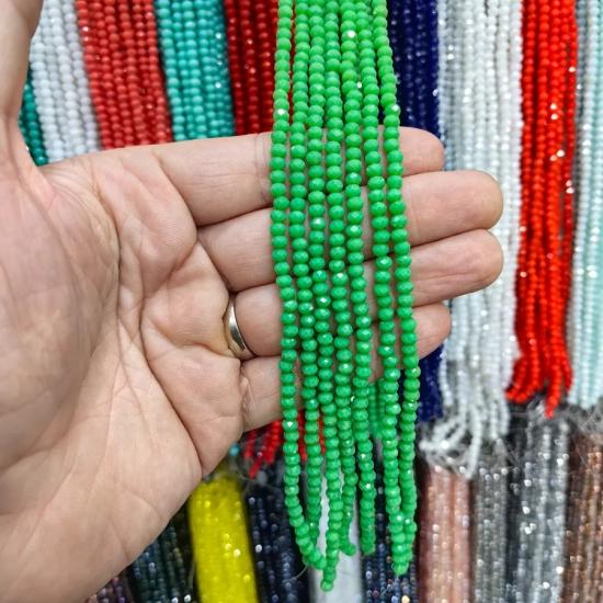 4 mm Yeşil Oval Kesimli Çin Kristal Boncuk