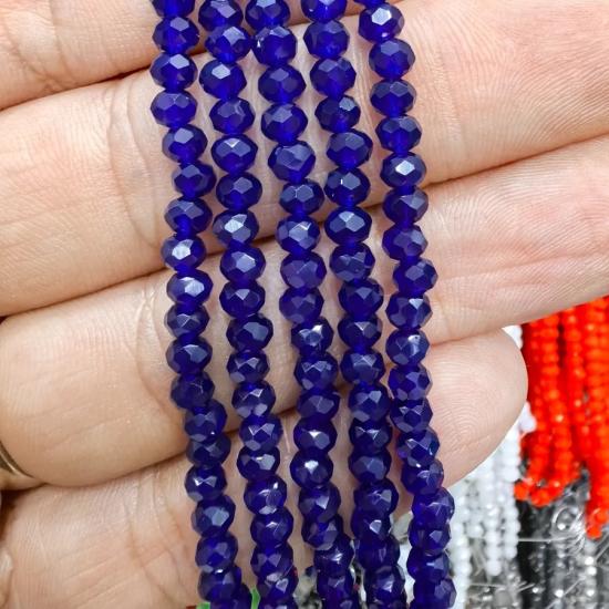 4 mm Mavi Oval Kesimli Çin Kristal Boncuk