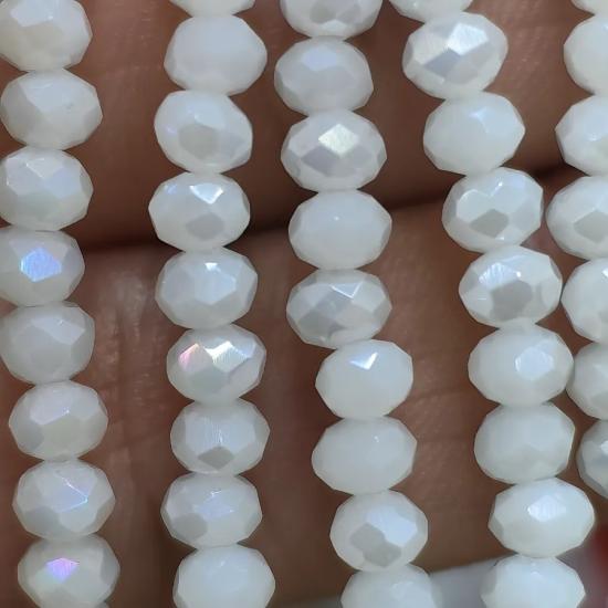 4 mm Beyaz Oval Kesimli Çin Kristal Boncuk