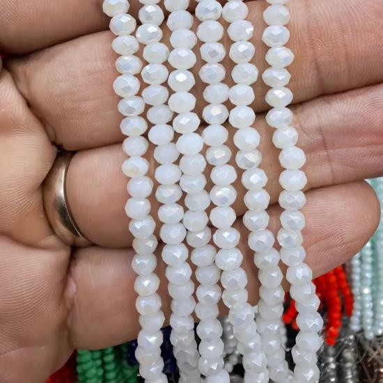 4 mm Beyaz Oval Kesimli Çin Kristal Boncuk