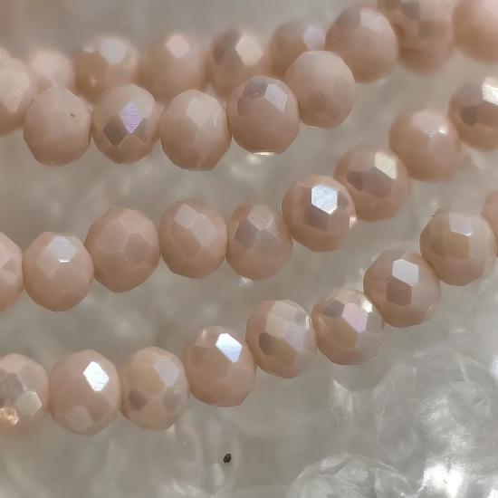 4 mm Krem Oval Kesimli Çin Kristal Boncuk