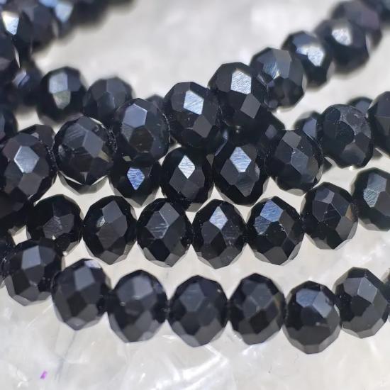 5 mm Siyah Oval Kesimli Çin Kristal Boncuk