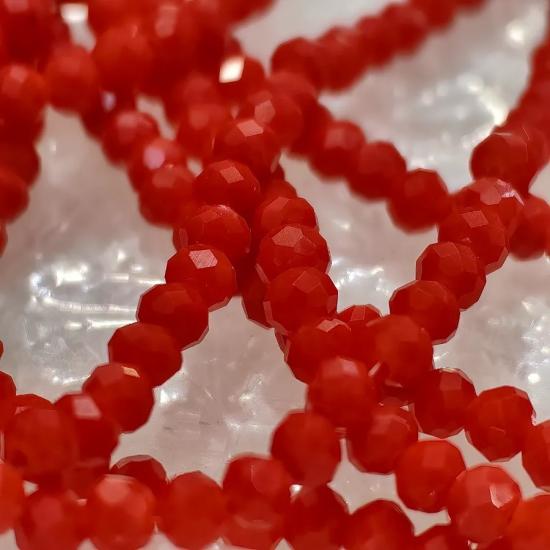 3 mm Kırmızı Oval Kesimli Çin Kristal Boncuk