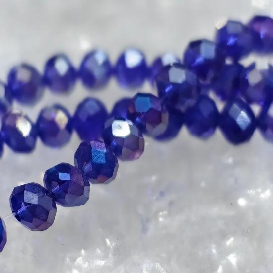 3 mm Mavi Oval Kesimli Çin Kristal Boncuk