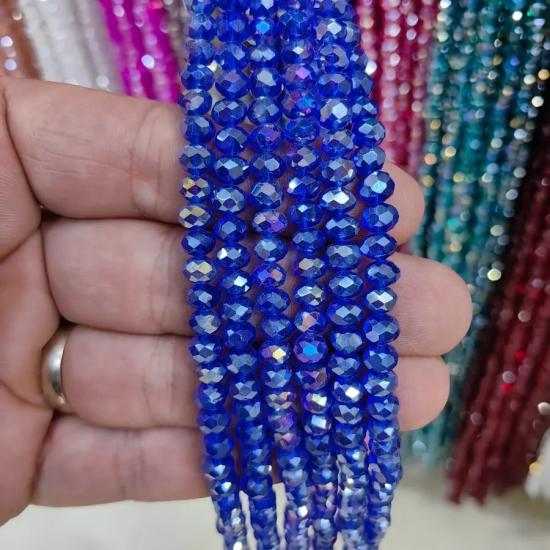 3 mm Mavi Oval Kesimli Çin Kristal Boncuk