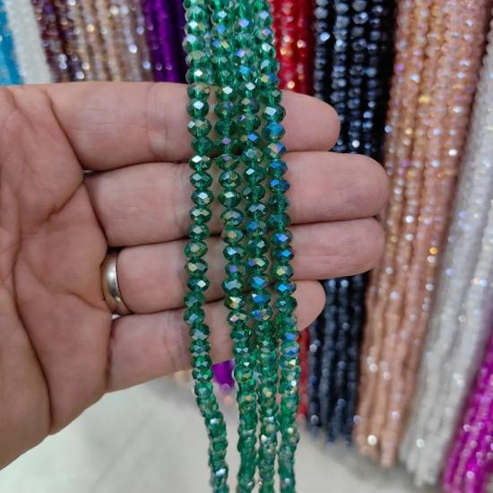 3 mm Yeşil Oval Kesimli Çin Kristal Boncuk