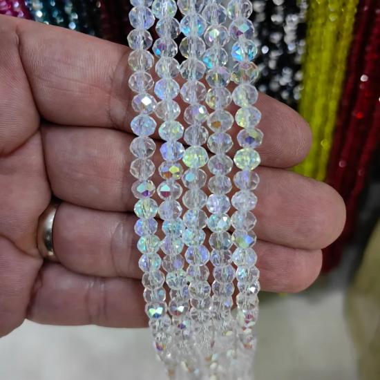 3 mm Beyaz Oval Kesimli Çin Kristal Boncuk