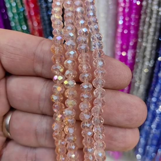 3 mm Krem Oval Kesimli Çin Kristal Boncuk