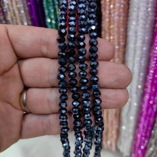 3 mm Siyah Oval Kesimli Çin Kristal Boncuk