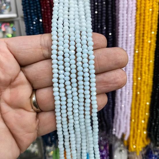 3 mm Beyaz Oval Kesimli Çin Kristal Boncuk