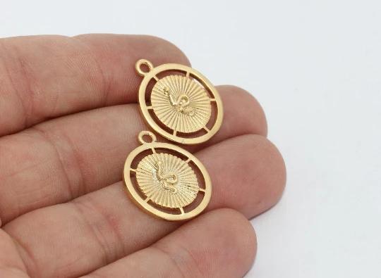 24 K Parlak Altın Kaplama Yılan Figürlü Madalyon