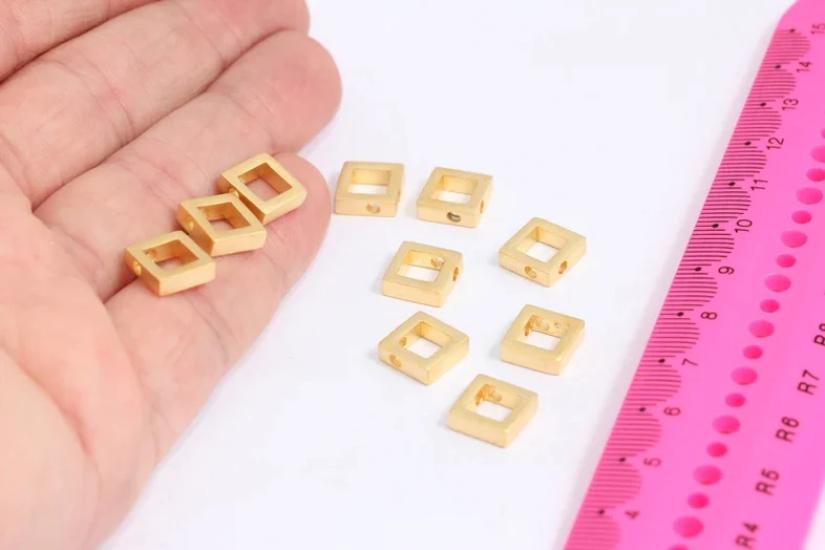 24k Mat Altın Kaplama Kare Kolye Ucu Geometrik