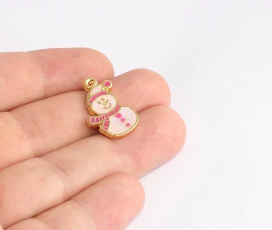 24k Altın Kaplama Kardan Adam Charms Kolye Ucu