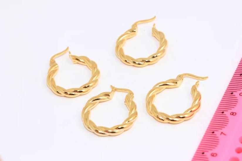 24 Ayar Altın Kaplama örgülü halka küpe