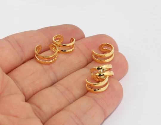 24 Ayar Altın Kaplama Düz Sıkıştırmalı küpe