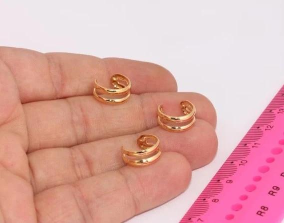 24 Ayar Altın Kaplama Düz Sıkıştırmalı küpe