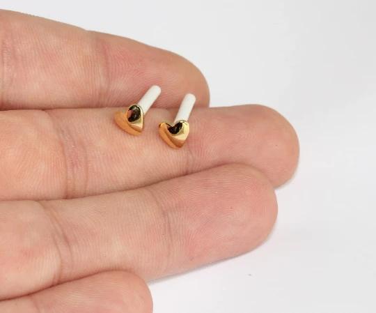 24 Ayar Altın Kaplama   kalp küpe