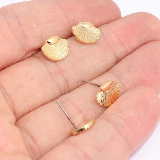 24 Ayar Altın Kaplama   deniz kabuğu küpe