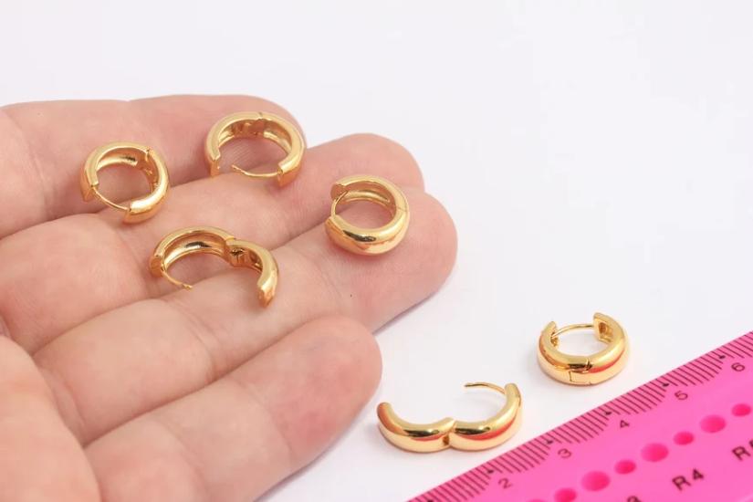 24 Ayar Altın Kaplama geniş halka küpe