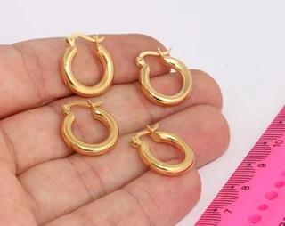 24 Ayar Altın Kaplama Kalın Halka Küpe