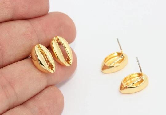 24 Ayar Altın Kaplama Deniz Kabuğu Küpe